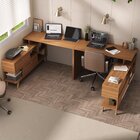 Conjunto 2 Mesas Para Escritório Escrivaninha Em L Retrô 136c