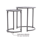 Conjunto 2 Mesas para Jardim Cafe II Redonda Aço Cinza Naterial