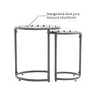 Conjunto 2 Mesas para Jardim Cafe II Redonda Aço Cinza Naterial