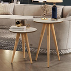 Conjunto 2 Mesas Retrô Pés Palito Apoio E Lateral Maju - Off