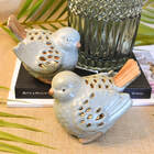 Conjunto 2 Pássaros Em Porcelana