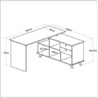 Conjunto 2 Peças 1 Escrivaninha Em L Retrô Gold Com 1 Estante