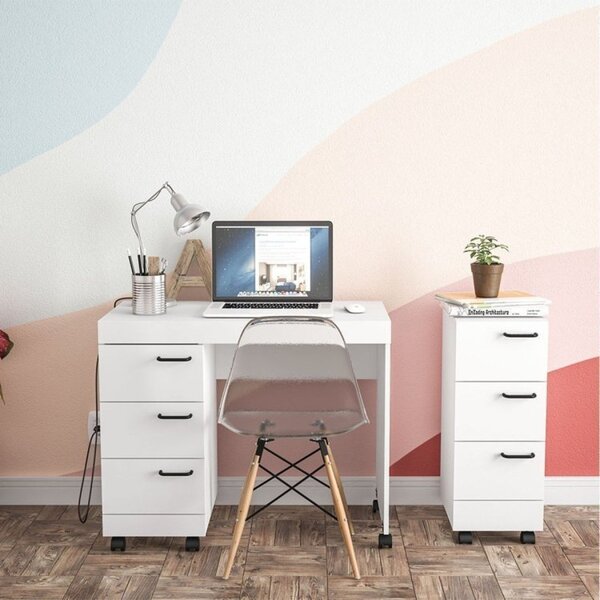 Conjunto 2 Peças Com Escrivaninha E Gaveteiro Osaka 6 Gavetas