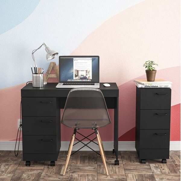 Conjunto 2 Peças Com Escrivaninha E Gaveteiro Osaka 6 Gavetas