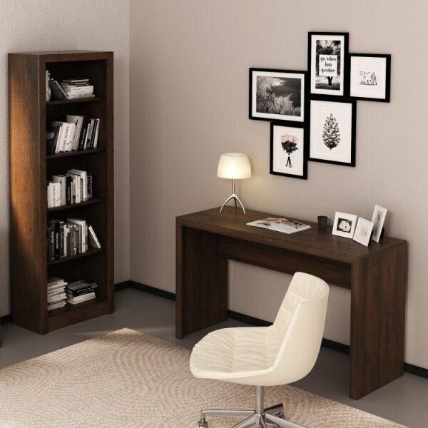 Conjunto 2 Peças Com Escrivaninha Me4135 127cm E Estante 4 Pr