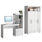 Conjunto 2 Peças Com Mesa Escrivaninha E Armário 4 Portas Com