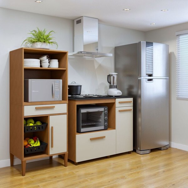 Conjunto 2 Peças Fruteira Com Nicho E Balcão 4 Bocas Contagem