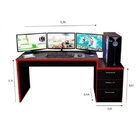 Conjunto 2 Peças Mesa Escrivaninha Gamer E Estante 5 Pratelei