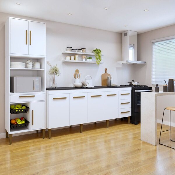 Conjunto 2 Peças Paneleiro Com Fruteira E Balcão 4 Portas Cam