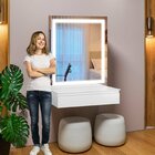 Conjunto 2 Penteadeiras Camarim 1 Gaveta 122x90cm Paris Branc