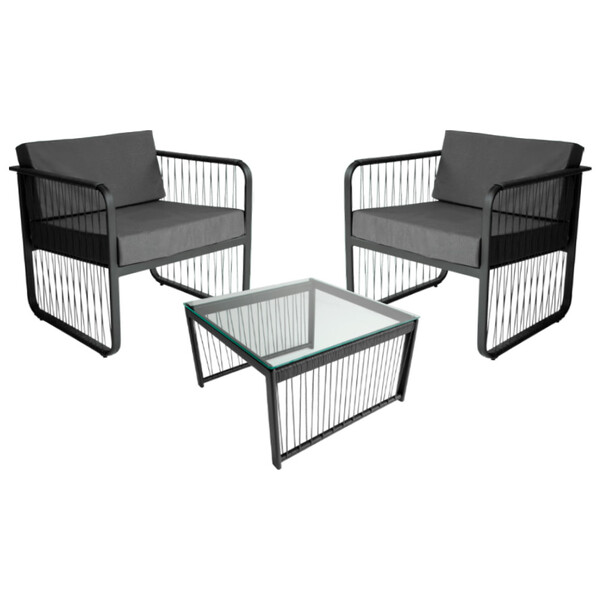 Conjunto 2 Poltrona E 1 Mesa De Centro Santiago Em Alumínio E