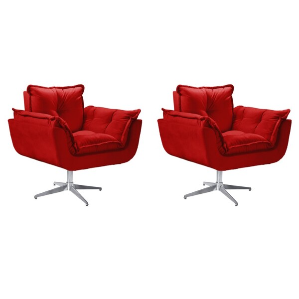 Conjunto 2 Poltrona Opalla 1 Lugar Base Giratória Aluminio Ve