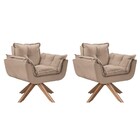 Conjunto 2 Poltrona Opalla 1 Lugar Base Giratória Madeira Cap