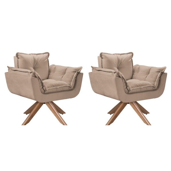 Conjunto 2 Poltrona Opalla 1 Lugar Base Giratória Madeira Cap