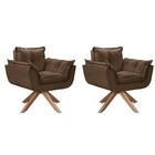 Conjunto 2 Poltrona Opalla 1 Lugar Base Giratória Madeira Mar