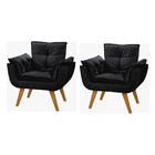 Conjunto 2 Poltrona Opalla Base Palito  01 Lugar Suede Preto