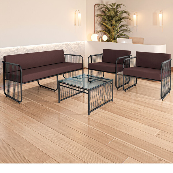 Conjunto 2 Poltronas 1 Namoradeira E 1 Mesa De Centro Córdova