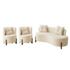 Conjunto 2 Poltronas + Sofá Curvo Orgânico Luna Boucle Off Wh