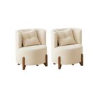 Conjunto 2 Poltronas + Sofá Curvo Orgânico Luna Boucle Off Wh