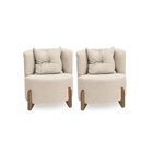 Conjunto 2 Poltronas + Sofá Curvo Orgânico Luna Boucle Pés De