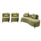 Conjunto 2 Poltronas + Sofá Curvo Orgânico Luna Boucle Pés De