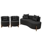 Conjunto 2 Poltronas + Sofá Curvo Orgânico Luna Boucle Pés De