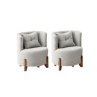 Conjunto 2 Poltronas + Sofá Curvo Orgânico Luna Boucle Pés De