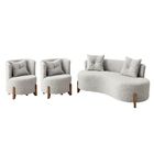 Conjunto 2 Poltronas + Sofá Curvo Orgânico Luna Boucle Pés De