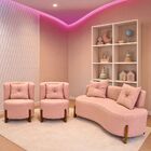 Conjunto 2 Poltronas + Sofá Curvo Orgânico Luna Boucle Rosa P