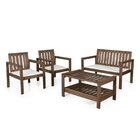 Conjunto 2 Poltronas Banco 2 Lugares Com Almofadas E Mesa Mad