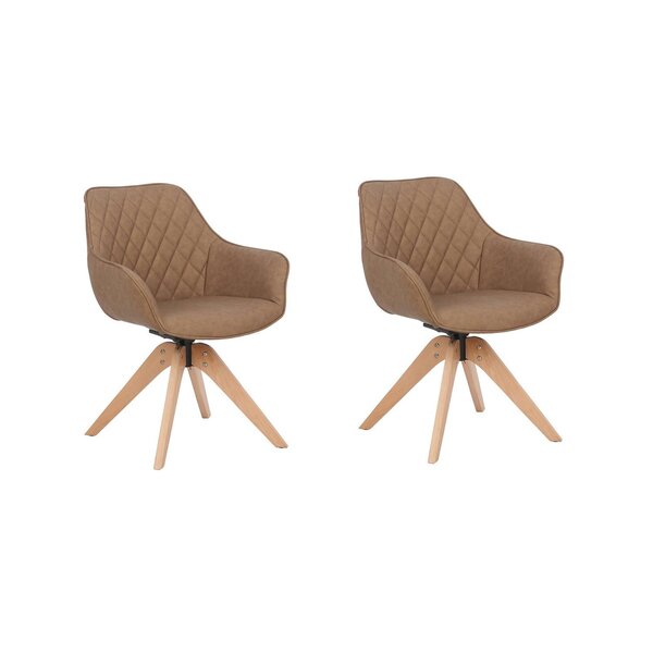 Conjunto 2 Poltronas Cíntia Giratória   Marrom Claro