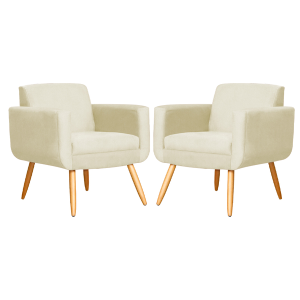 Conjunto 2 Poltronas Decorativa Cristal Pés Palito Suede Marf