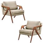 Conjunto 2 Poltronas Decorativa Para Sala Linho Bege