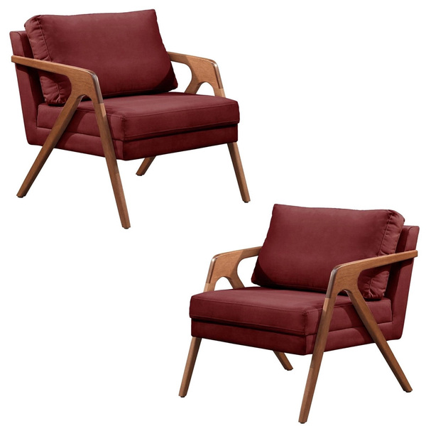 Conjunto 2 Poltronas Decorativa Para Sala Mona Luxo Veludo Vi