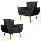 Conjunto 2 Poltronas Decorativas Opala Suede Preto