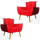 Conjunto 2 Poltronas Decorativas Opala Suede Vermelho