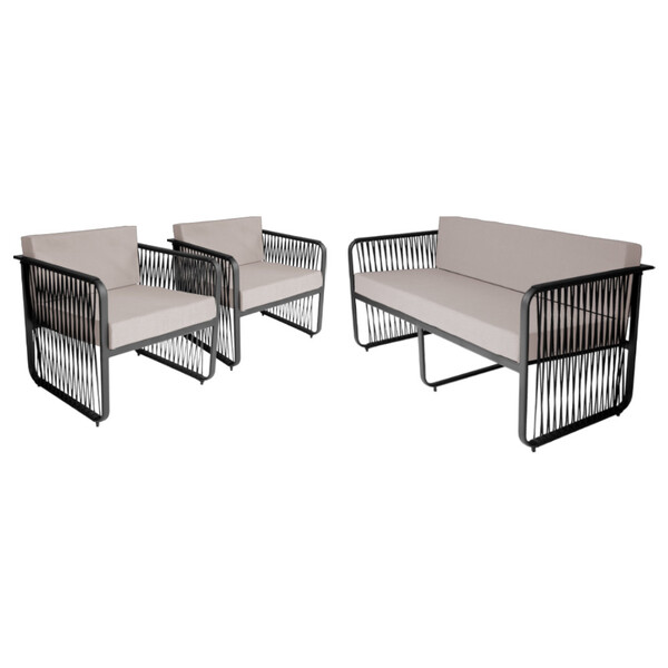 Conjunto 2 Poltronas E 1 Namoradeira Para Área Externa Santia