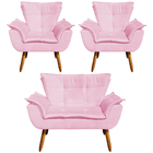 Conjunto 2 Poltronas E 1 Namoradeira Pés Palito Charger Suede