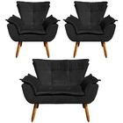 Conjunto 2 Poltronas E 1 Namoradeira Pés Palito Charger Suede