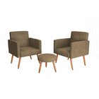 Conjunto 2 Poltronas E 1 Puff Dallas  Turkey Bege