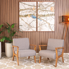 Conjunto 2 Poltronas Estofadas Para Sala Em Madeira Maciça Cl