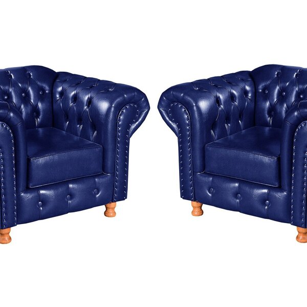 Conjunto 2 Poltronas Luis Xv Chesterfield Vintage Molas Ensac