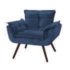 Conjunto 2 Poltronas Opala Decorativa Pés Palito Suede Azul M