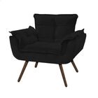 Conjunto 2 Poltronas Opala Decorativa Pés Palito Suede Preto
