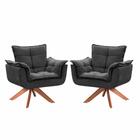 Conjunto 2 Poltronas Opalla Base Giratória Cinza