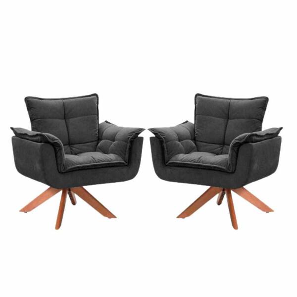 Conjunto 2 Poltronas Opalla Base Giratória Cinza
