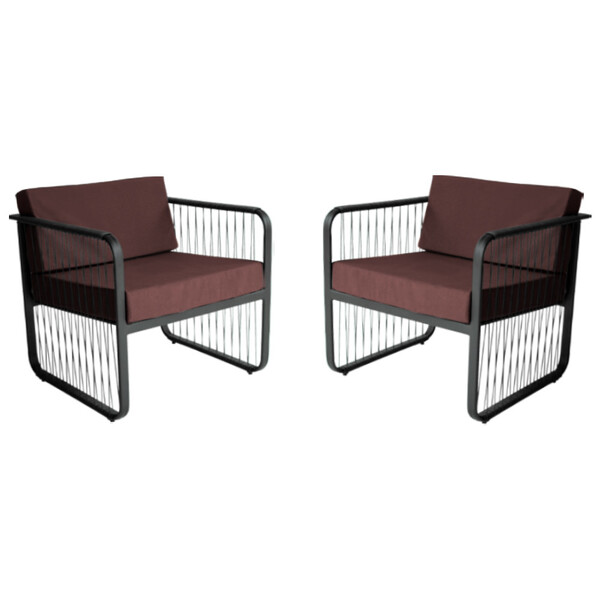 Conjunto 2 Poltronas Para Área Externa Santiago Em Alumínio E