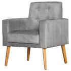 Conjunto 2 Poltronas Para Sala Decorativa Dubay Linho Escuro