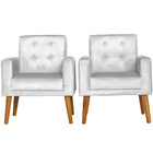 Conjunto 2 Poltronas Para Sala Decorativa Dubay Suede Branco