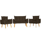 Conjunto 2 Poltronas Para Sala Decorativa E Namoradeira Opala